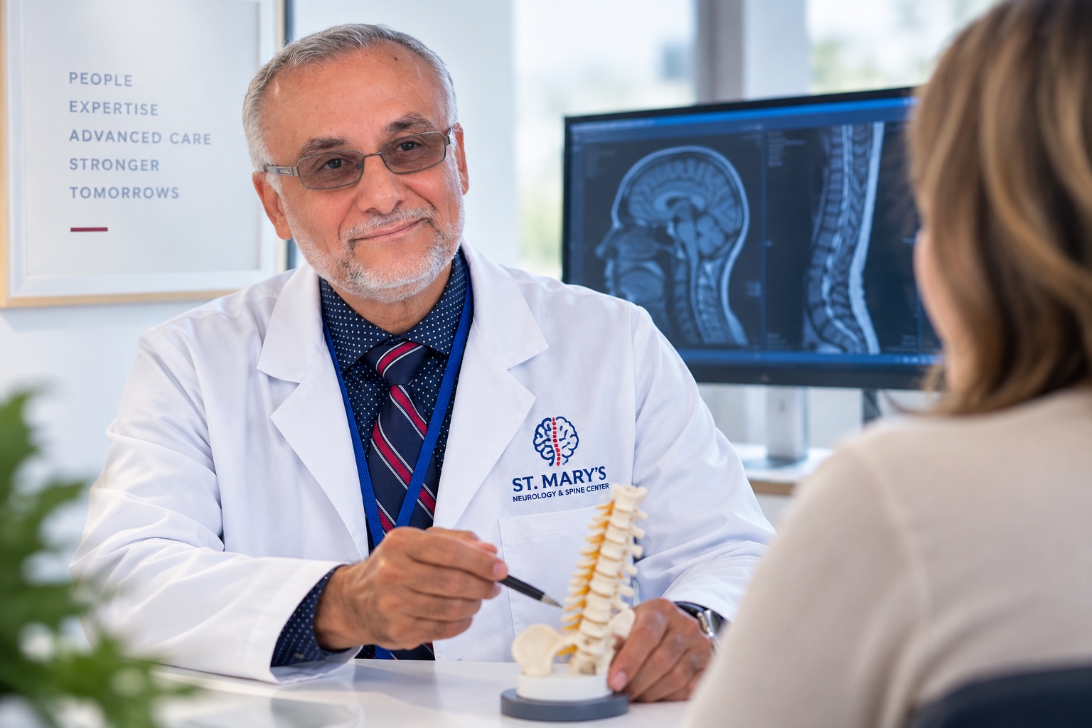 St. Mary's Neurology and Spine physician consulting with a patient