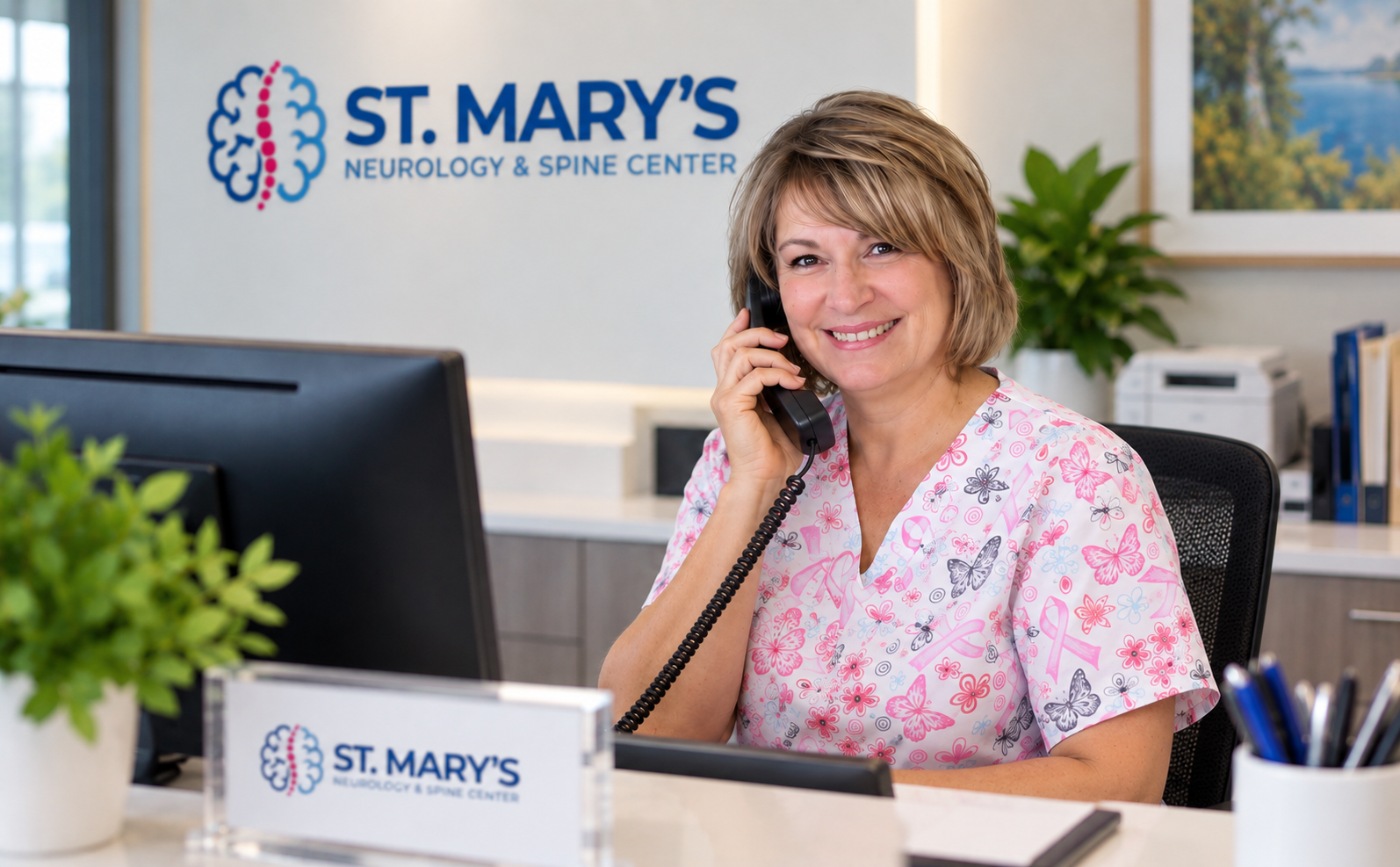 St. Mary's Neurology and Spine Center team member assisting patients by phone in Southern Maryland